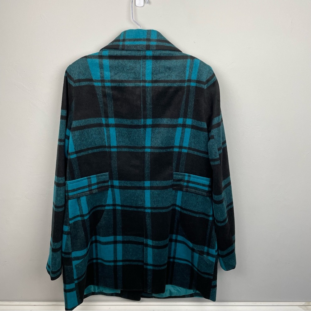 JOU JOU Plaid Wool Blend Lined Coat Jacket with Front Pockets Size XL - Picture 4 of 8